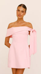 Halen Off Shoulder Mini Dress - Pink