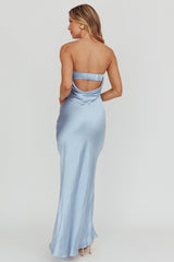 Kona Strapless Open Back Maxi Dress Blue