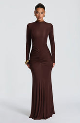Oriane Maxi Dress - Plum Brown