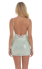 Iridescent Sequin Butterfly Dress in Seafoam