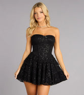 Midnight Flirt Lace Up Mini Dress