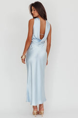 Damsel Reverse Halter Maxi Dress Baby Blue