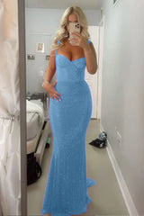 Sparkly Mermaid Sweetheart Red Long Prom Dress with Beading