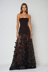 Boryana Dot Strapless Maxi Dress In Black