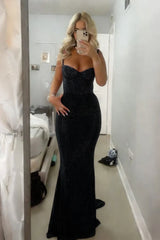 Sparkly Mermaid Sweetheart Red Long Prom Dress with Beading