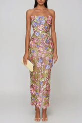 Denica Flower Embroidered Maxi Dress