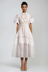 Dimitrios Flower Embroidered Midi Dress