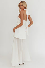 Opulent Halterneck Layered Maxi Dress White