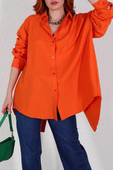Single-breasted Back Slit Solid Blouse