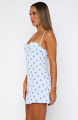 In The Back Of My Mind Mini Dress Baby Blue Polka Dot