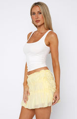 Free Falling Tiered Mini Skirt Lemon