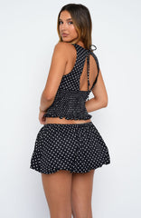 Runaway Heart Mini Skort Black/White Polka Dot