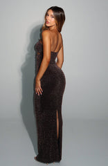 Glitter Hustle Strapless Maxi Dress Black
