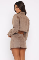 Something To Prove Denim Mini Skirt Tan Wash