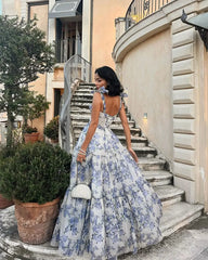 Sophia Blossom - Elegant Floral Tie-Strap Maxi Dress