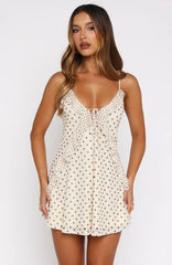 Can't Resist You Mini Dress Cream/Choc Polka Dot