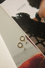 Teary Drop Diamante Hoop Earrings Gold