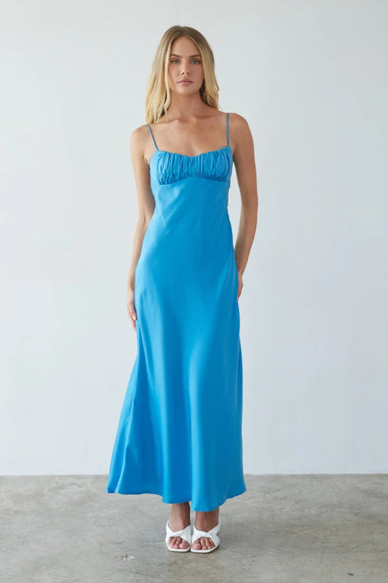 Andie Open Back Satin Maxi Dress