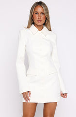 Alpha Femme Long Sleeve Mini Dress White