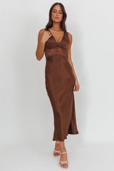 So Sweet Lace Trim Maxi Dress Chocolate