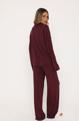 Pillow Talk Long Sleeve Pyjama Set Burgundy