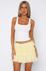 Free Falling Tiered Mini Skirt Lemon