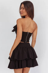 Deisi Concertina Layered Ruffle Mini Skirt Black