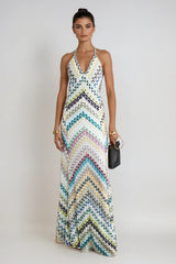 Daouda Spaghetti Backless Maxi Dress In Green