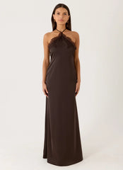 Samaria Halter Maxi Dress - Chocolate