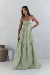 Unforgettable Style Strapless Maxi Dress Sage