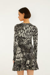 Black Ruta Ruffled Hem Mini Dress