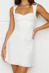 Exotic Flair Satin Mini Dress White