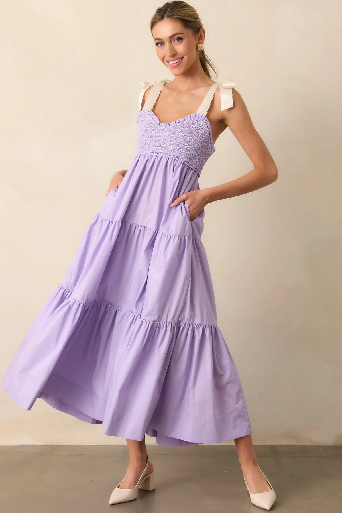 The Felicity Lavender Cotton Midi Dress