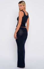 Star Shining Sequin Knit Maxi Skirt Midnight