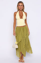 Sunset Strolls Midi Skirt Matcha